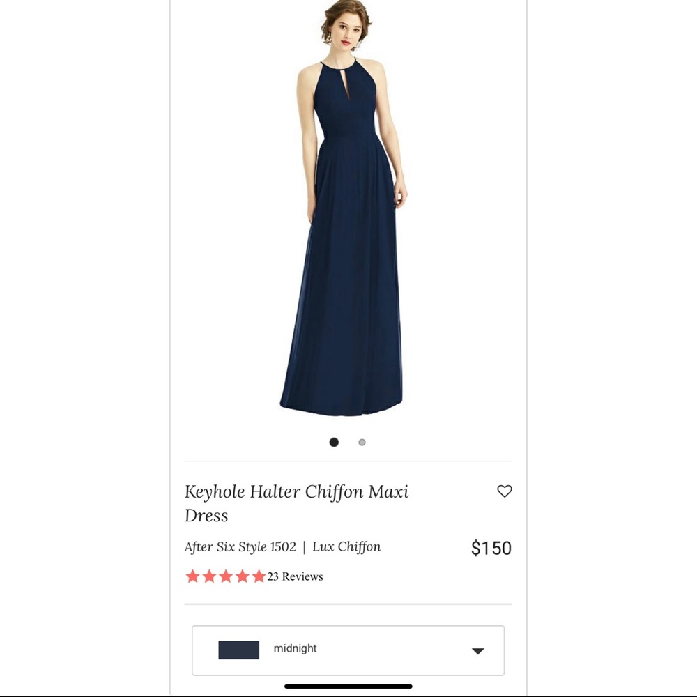 After Six Keyhole Halter Chiffon Maxi Dress Style 1502 in Midnight